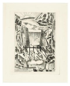 Paesaggio - Acquaforte di Marcel Stobbaert - 1930