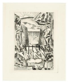 Landscape - Etching by Marcel Stobbaert - 1930