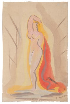 Nude - Original Watercolor on Paper by Jean Delpech - 1960s