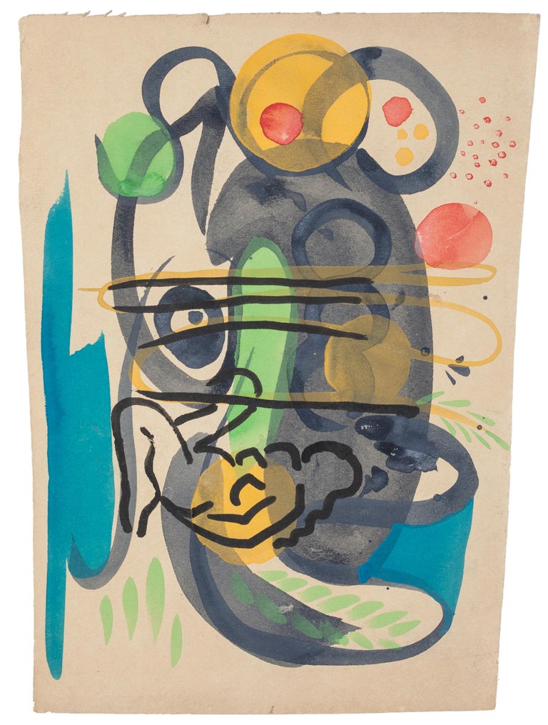 Jean Delpech Abstract Composition Tempera and Jean Delpech Abstract Composition Tempera and