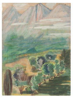 Landscape - Original Watercolor on Paper by Jean Delpech - 1942