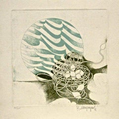 Vintage Composition - Etching on Paper by Romano Campagnoli - 1980s