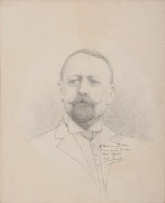 Antique Portrait of Man - Drawing in Pencil - Late 19th Century