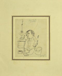 Figura - Pluma original sobre papel de Alfredo Mezio - 1930