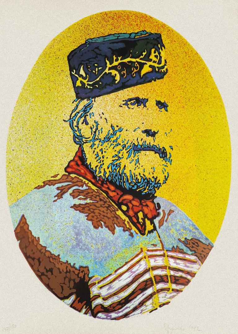 Gaingiacomo Spadari Portrait Print - Portrait of Giuseppe Garibaldi - Screen Print by Giacomo Spadari - 1982