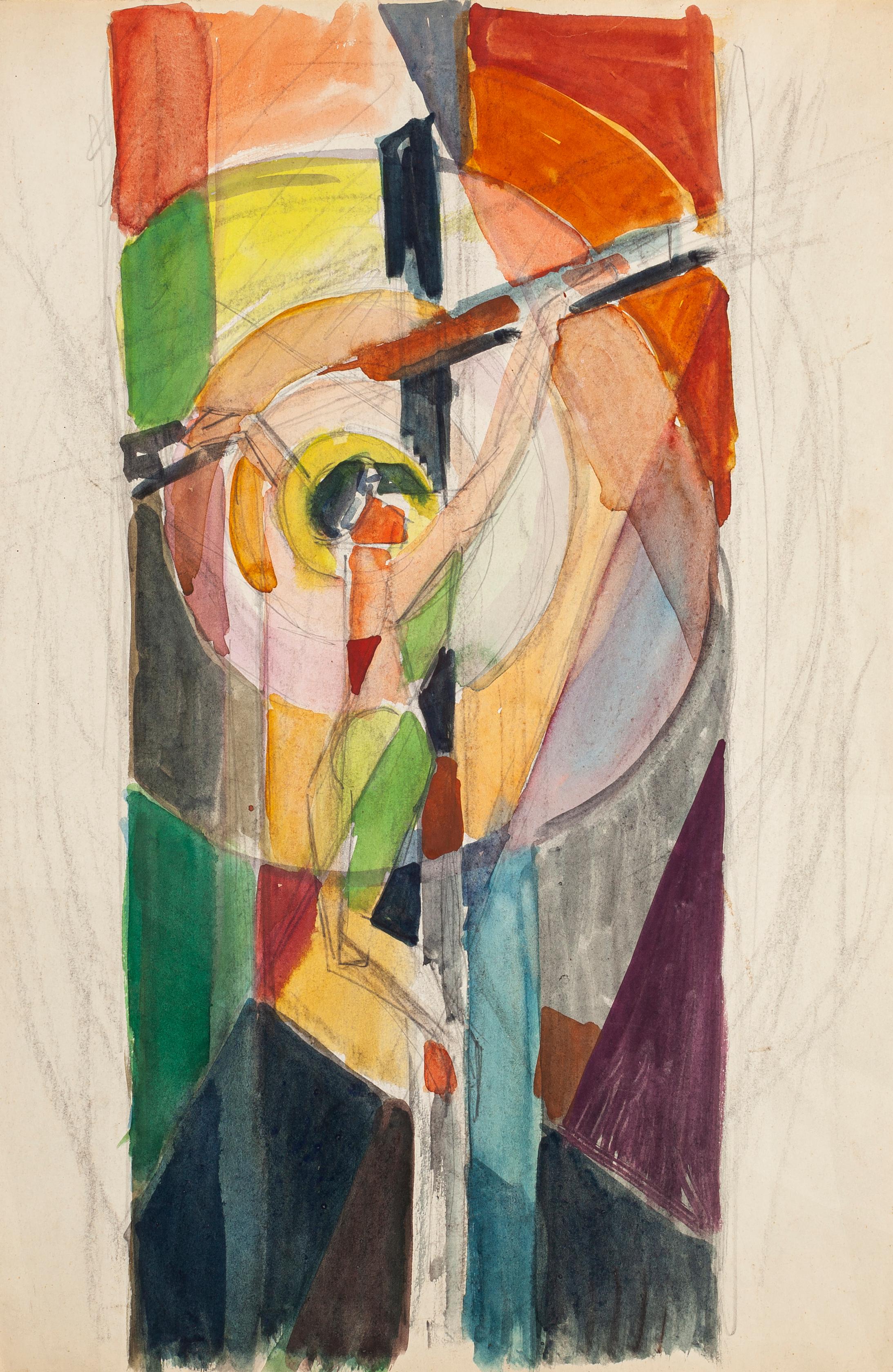 Crucified Christ  - Pencil and Watercolor attire. to Jacques Villon - 1950s