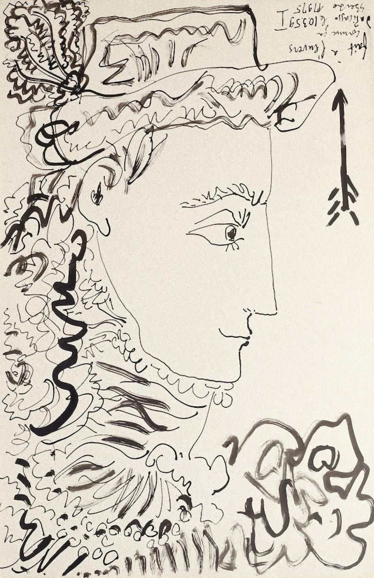 Gian Paolo Berto Figurative Art - Portrait of Jacqueline - Original Watercolor China Ink by G. P. Berto - 1975