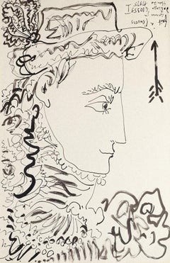 Portrait of Jacqueline - Original Watercolor China Ink by G. P. Berto - 1975