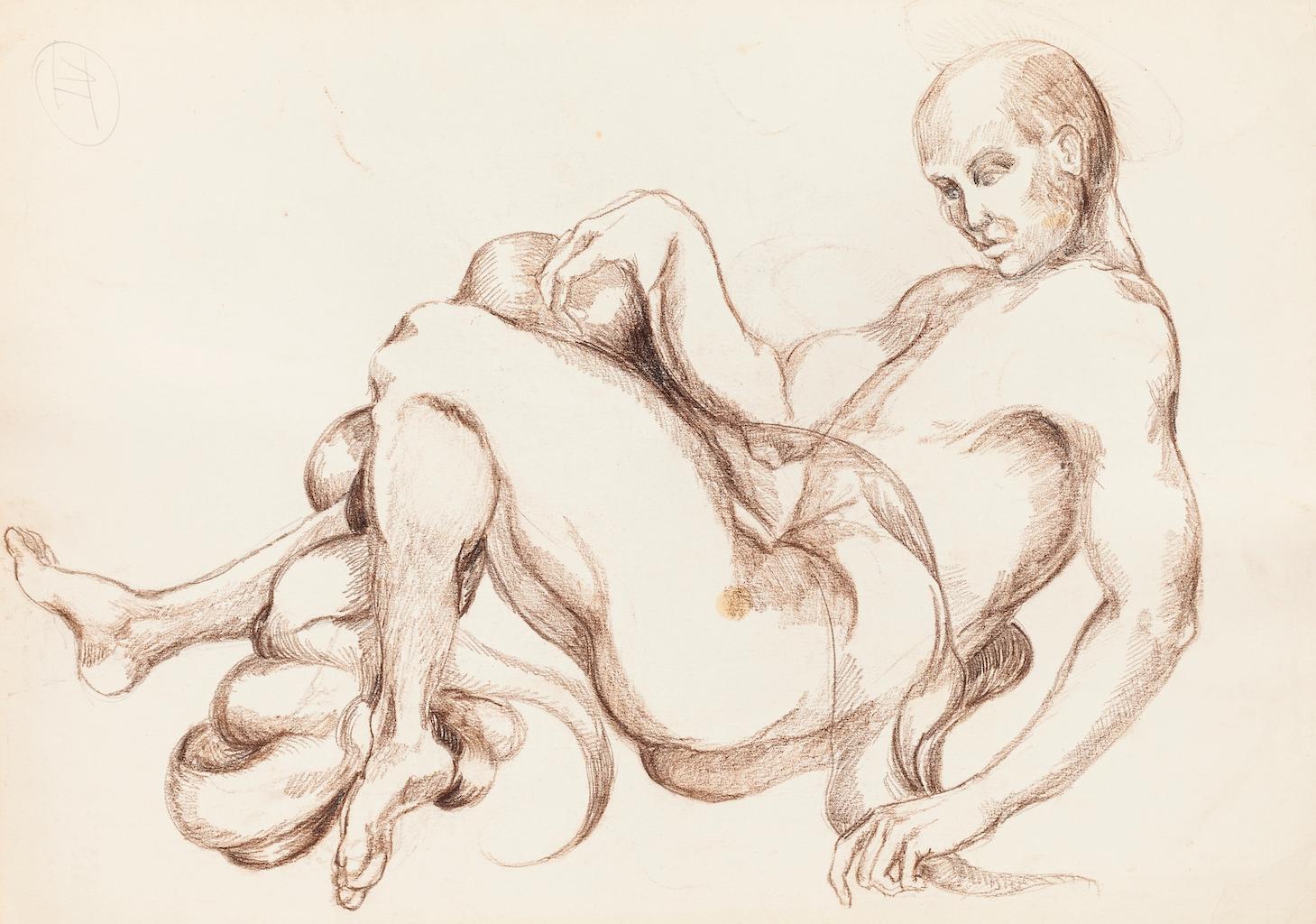 Nude Study - Original Drawing in Charcoal by Debora Sinibaldi - 1985