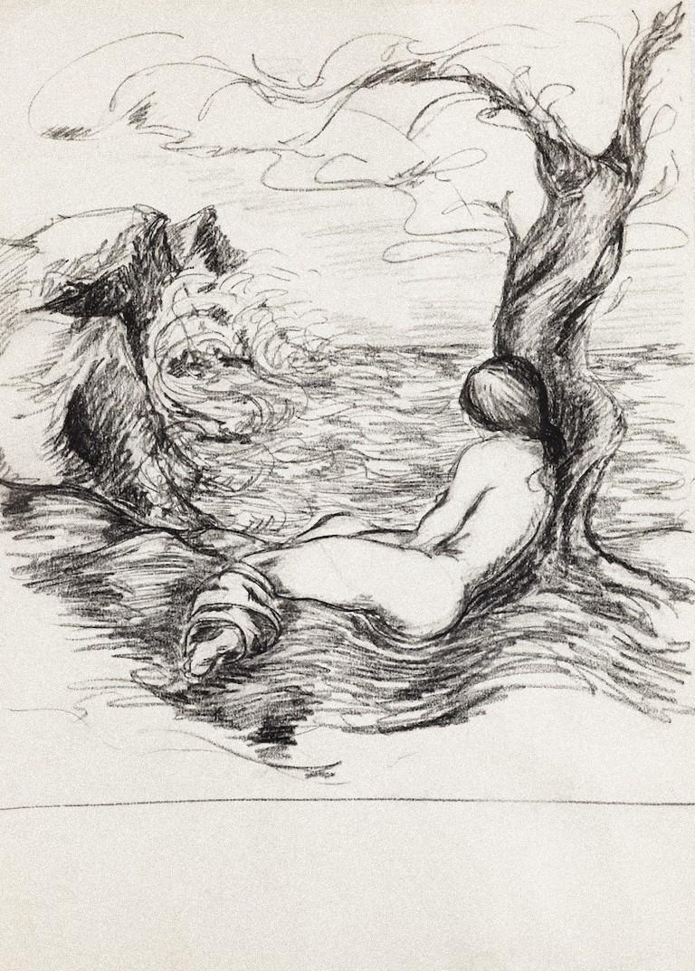 Nude Study - Original Drawing in Pencil by Debora Sinibaldi - 1985
