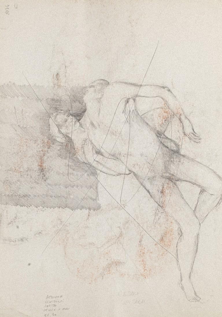 Nude Study - Original Drawing in Pencil by Debora Sinibaldi - 1985 For Sale 1