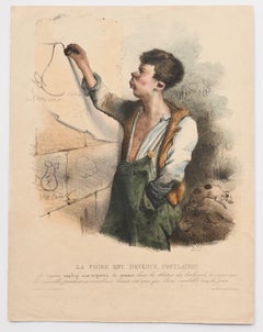 La poire est devenue populaire - Lithographie originale de C.-J. Travis - années 1830