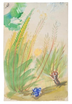 Vegetation – Original Aquarell auf Papier von Jean Delpech – 1944