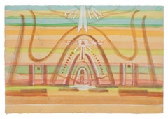 Composizione surrealista - Acquerello su carta di J.-R. Delpech - Anni '60