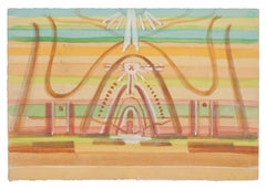 Surrealistische Komposition - Aquarell auf Papier von J.-R. Delpech - 1960er Jahre