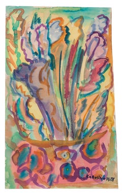 Composition - Original Watercolor on Paper by Caroline Hill - 1971