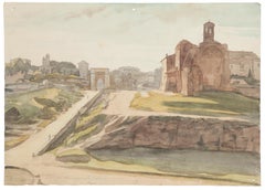 Paysage - Aquarelle sur papier de Jean Delpech - Années 1960