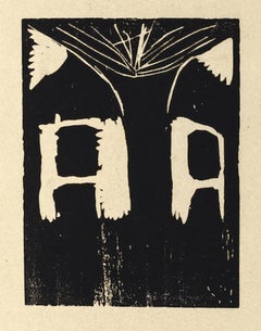 House - Original Woodcut Print by Amadore Porcella - 1914