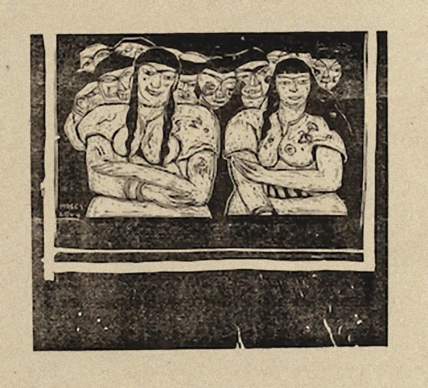 Stage  - Original Woodcut by Moses Levy - 1914
