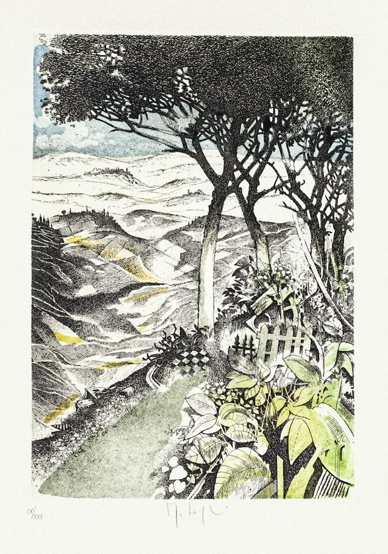 Landscape ist eine Original-Radierung auf Papier von Maro Logli.

Handsigniert am unteren Rand des Bildes.

nummeriert unten rechts, Ausgabe, IX/XXX.

sehr guter Zustand.

Blattgröße: 50 x 35 cm.

Das Kunstwerk stellt eine Szenerie von