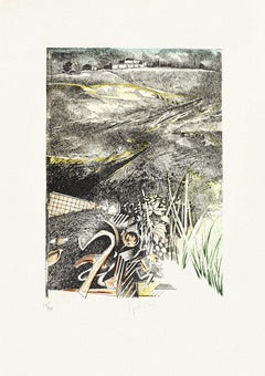 Paesaggio - Acquaforte su carta di Mario Logli - XX secolo