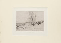 Paesaggio - Acquaforte su carta di Edoardo Perotti - 1880