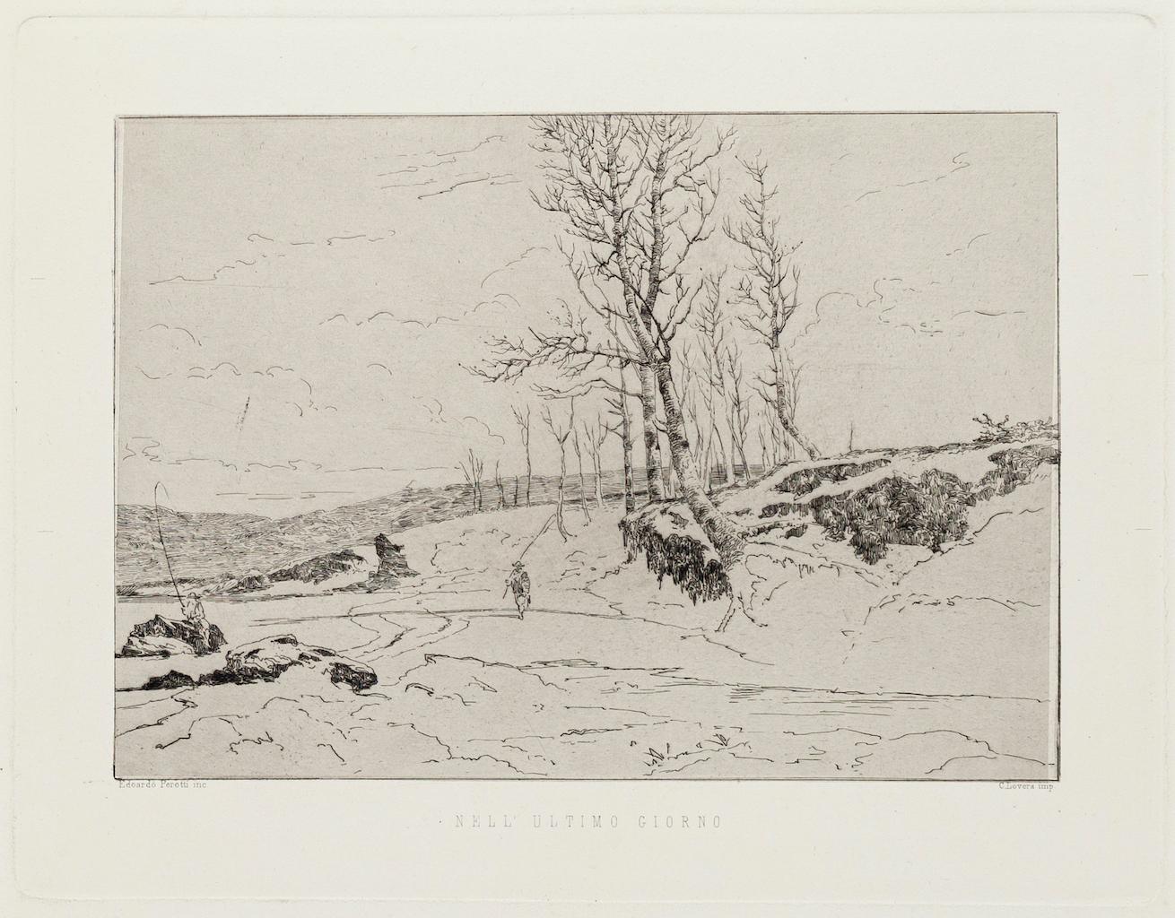 Landscape - Etching on Paper by Edoardo Perotti - 1880s