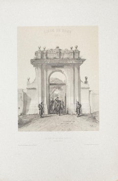 Antique Siege de Rome - Original Lithograph by Raffet San Donato Février - 1850