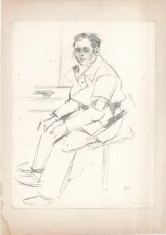 Le soldat - dessin original au crayon de Jacques Hirtz - XXe siècle