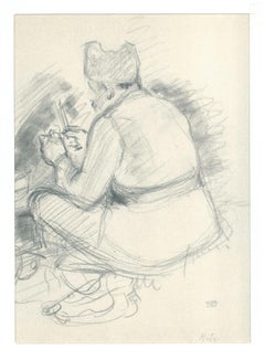 Soldier - Original Pencil Drawing on Paper by J. Hirtz - Early 20th Century