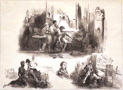 « The Last Youngs of July 1830 » (Les derniers jeunes de juillet 1830) - Lithographie originale de C. Roqueplan - 1836