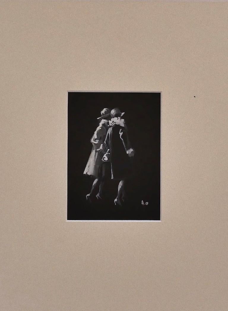 Walking Women - Tempera sur papier d'origine d'Andres Osterlind - années 1940 en vente 1