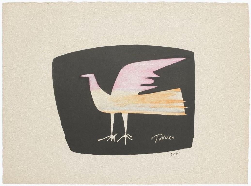 Bird - Original Lithograph by Emanuel Poirier - 1950s 1