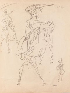 Study of Figure - Original Pen on Paper by Louis Durand - 20th Century