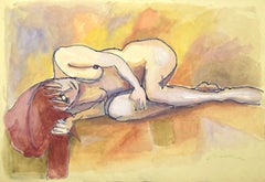 Nudo sdraiato - Tecnica mista di Mino Maccari - Anni '60
