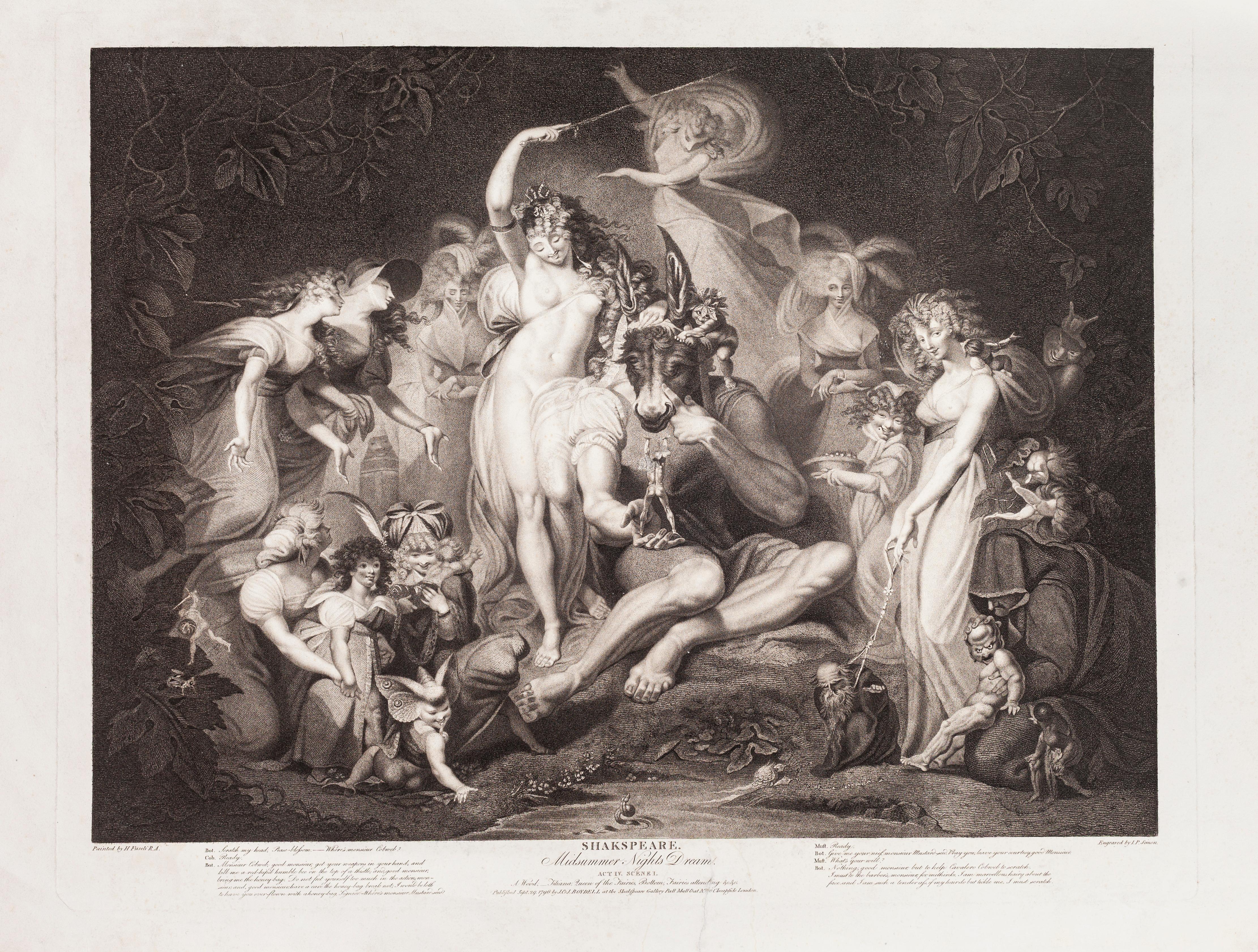Johann Heinrich Fussli (After) Figurative Print - Shakespeare's Midsummer-Night's Dream- Etching-J.P. Simon After J.H. Fussli-1796
