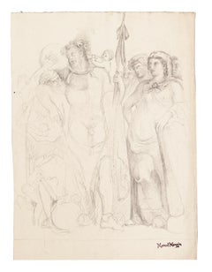 Study of Figures - Drawing on Paper by Marcel Mangin - Late 19th Century