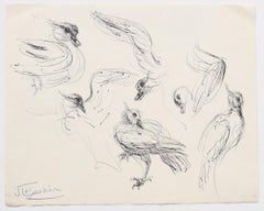 Retro Birds - Original Drawing - Mid-20th Century