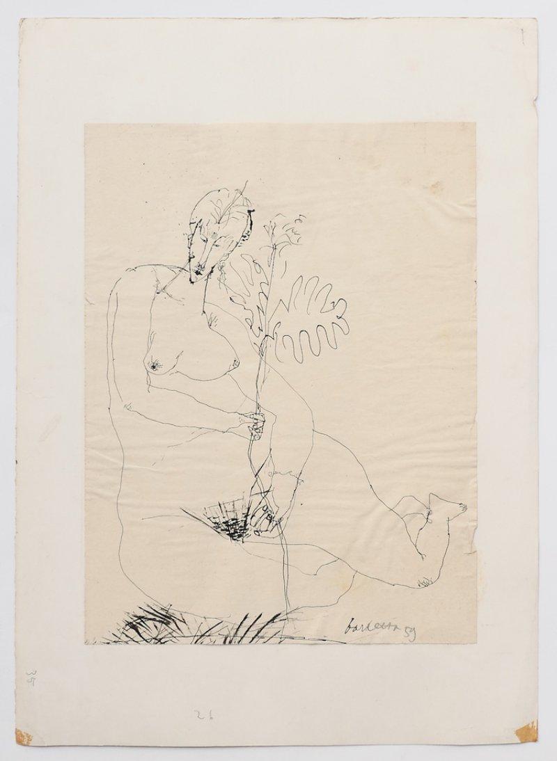 Sergio Barletta Nude – Aktzeichnung – China-Tinte-Zeichnung – 1958