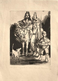 Spanish Family - Original Etching by Pere Créixams - 20th Century