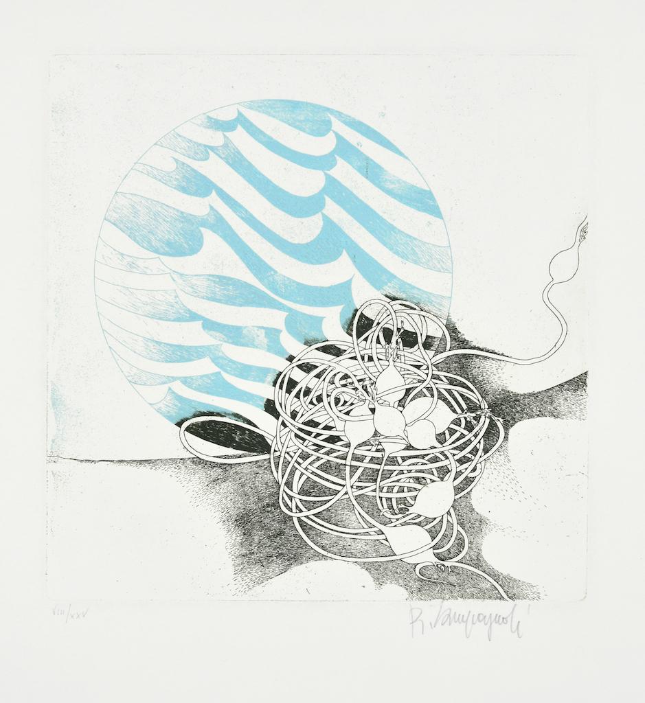 Composition is an original contemporary etching artwork o realized by Romano Campagnoli.

Hand-signed on the lower right in pencil.

Numbered on the lower left, edition of VIII/XXV prints.

Very good conditions.

This artwork is a precious