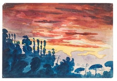 Fantastic Landscape - Original Watercolor on Paper by Jean Delpech - 1936