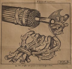 Opposition - Encre de Chine originale sur papier de Filiberto Scarpelli - années 1930