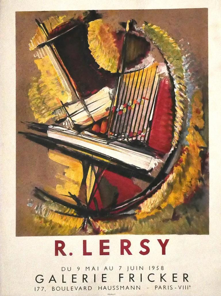 R. Lersi Abstract Print - Lersy's Poster - Original Offer and Lithograph on Paper by R. Lersy - 1958