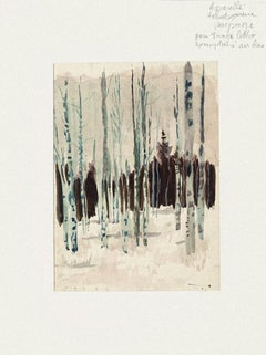 Trees - Watercolor on Paper by Pierre Laurent Brenot - Mid-20th Century