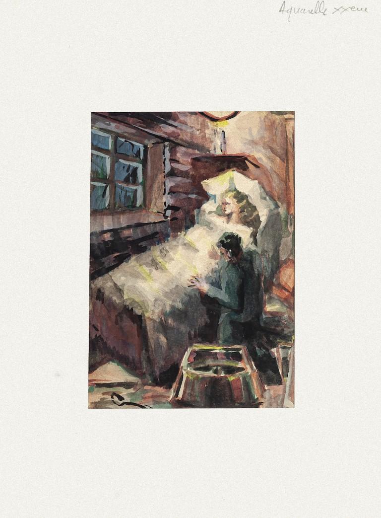 Sympathy  is a watercolor on paper  realized by Pierre Laurent Brenot (1913-1998)

Good conditions, aged.

included the Passepartout: 32 x 24.

Here the artwork represents a man on his knees on the bed of a woman sitting together in a candlelight.