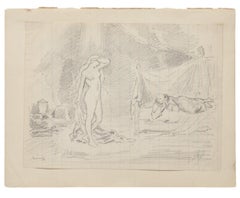 The Temptation - Original Pencil Drawing - 20th Century