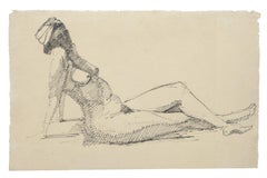 Vintage Nude - Original Pen Drawing - 20th Century