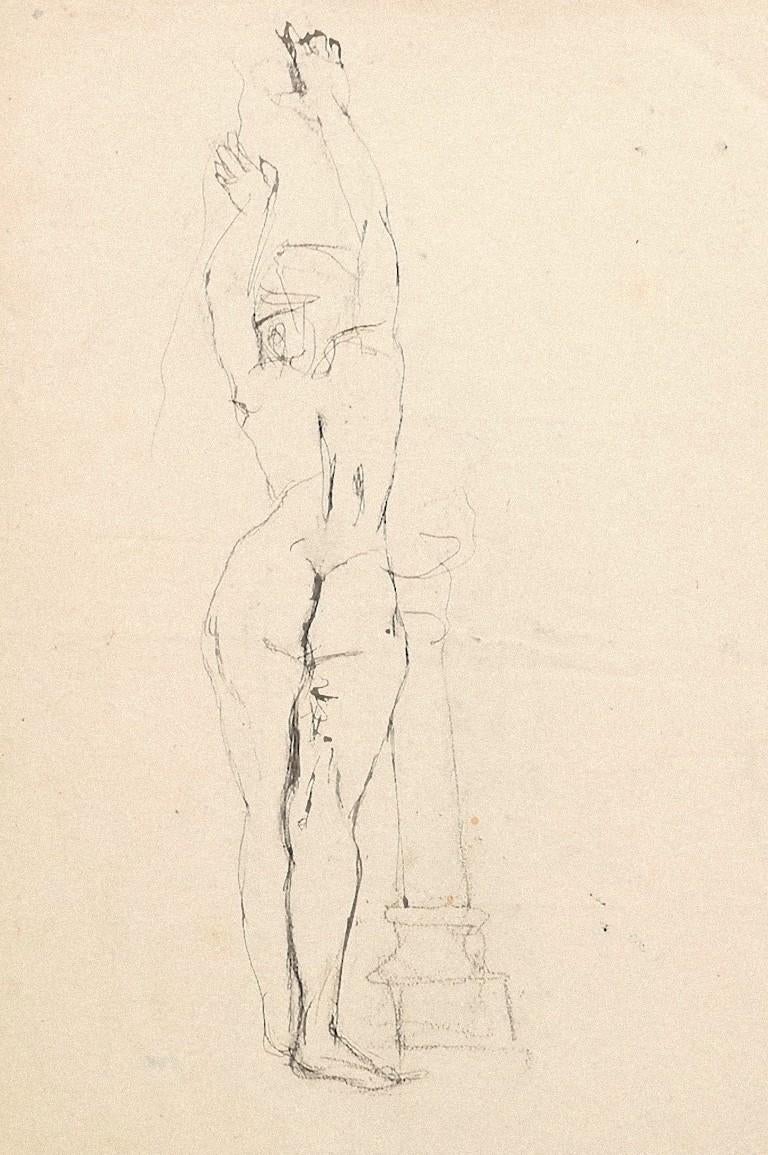 Nudefarben – Original Bleistift auf Papier von Jeanne Daour – 20. Jahrhundert