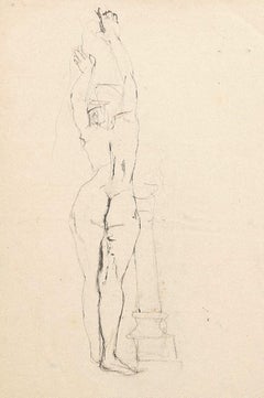Vintage Nude - Original Pencil on Paper by Jeanne Daour - 20th Century